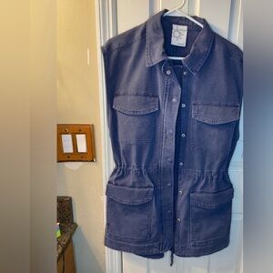 Offline by Aerie Utility Vest Size Large Navy Blue Cargo Drawstring Sleeveless